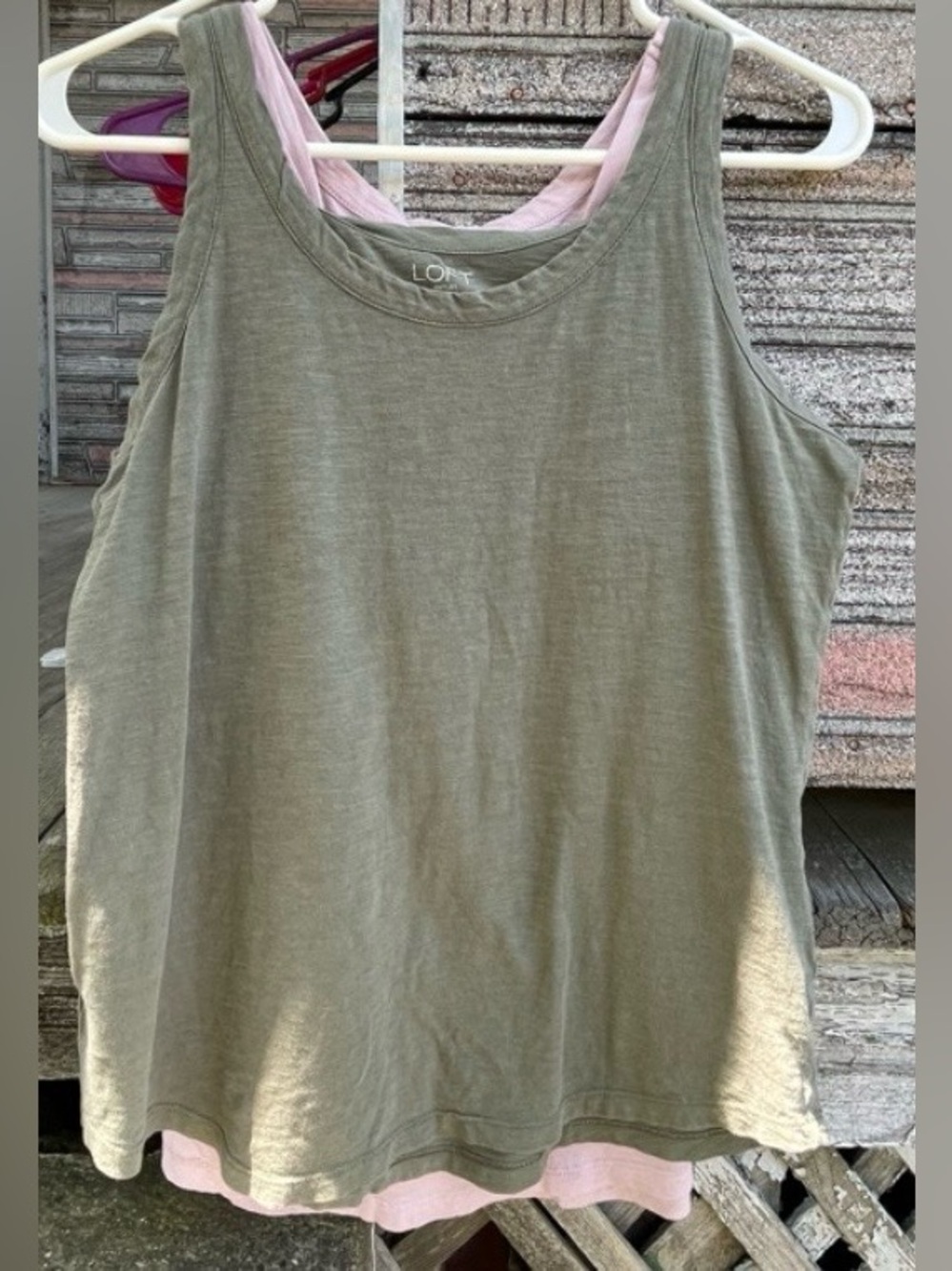 (2)..LOFT Olive Green  & Lt. Pink Tank Tops Small